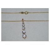 RSE 925 Sterling Vermeil 5 Stone Pendant Necklace