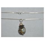 925 Sterling Pearl Drop Pendant Necklace 18"