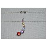 SU 925 Sterling Multi Gemstone Pendant Necklace 18