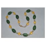 14k Gold Clasp & Beads w/ Jade Barrels & Pearl