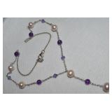 Danbury Mint 925 Sterling Amethyst Bead & Pearl