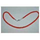 Rising Sun 925 Sterling Coral Bead Necklace 17"