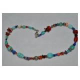 925 Sterling Turquoise Coral Lapis Lazuli Beaded