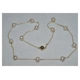 925 Sterling Vermeil Pearl Strand Necklace 21"
