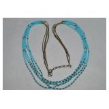 925 Sterling 5 Row Liquid Silver & Turquoise