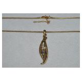 Lenox 925 Sterling Vermeil Pearl Pendant Necklace