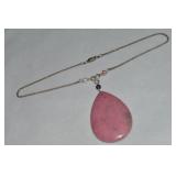 925 Sterling Large Rhodochrosite Teardrop Pend