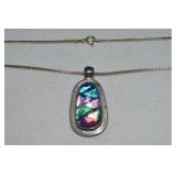 925 Sterling Dichroic Glass Pendant Necklace