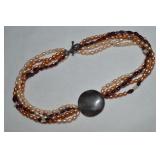 925 Sterling Clasp 5 Row Pearl Amethyst Beaded