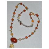 JSD 925 Sterling Carnelian Beaded Necklace