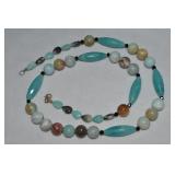 925 Sterling Clasp Amazonite Beaded Necklace