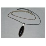 JKI Mexico 925 Sterling Black Onyx Pendant 29"