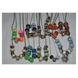 Collection of Charm Slide Beads w/ 10 Chains