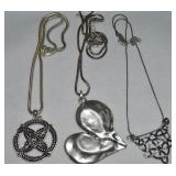 (3) Contempo Silvertone Pendant Necklace Lot