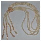 Vintage 4 Row Pearl & Spacer Sliding Necklace