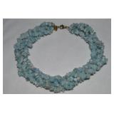 Stauer Goldtone 5 Row Aquamarine Necklace