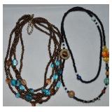 (2) Natural Stone & Glass Beaded Necklaces -