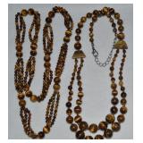 (2) Tigers Eye Multistrand Beaded Necklaces
