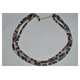 925 Sterling Vermeil Multicolor Pearl 3 Row