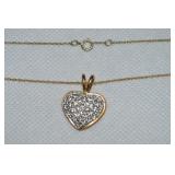 JC 925 Sterling Vermeil Pave Heart Pendant