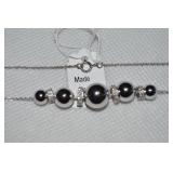 925 Sterling China Bead Ball Necklace 18"L