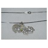 925 Sterling Gemstone Dragon Pendant Necklace