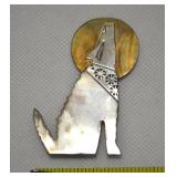 Begay Signed 925 Sterling & Brass Coyote Howling
