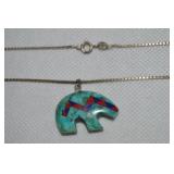 925 Sterling Turquoise Coral Lapis Lazuli Fetish