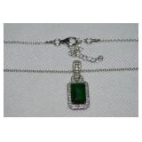 Lenox 925 Sterling Green & Clear CZ Pendant