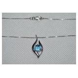 BGE 925 Sterling Blue Topaz Pendant Necklace