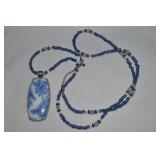 Beaded Necklace w/ Chinese Style Porcelain Pendant