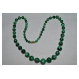 Vtg Polished Graduated Malachite Bead Necklace