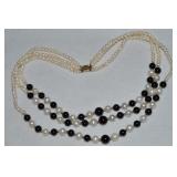 Danbury Mint 925 Sterling LP Vermeil 3 Row Pearl