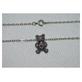 925 Sterling Designer Birthstone Bear Pendant