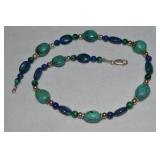 925 Sterling Turquoise & Lapis Lazuli Beaded