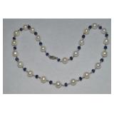 925 Sterling Pearl & Amethyst Beaded Strand 18"