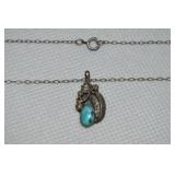 925 Sterling Native American Turquoise Pendant