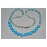 Danbury Mint 925 Sterling Pearl & Turquoise Bead