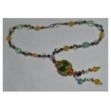 925 Sterling Carved Jade Drop Pendant Necklace