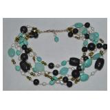 925 Sterling Turquoise Pearl Lava Rock Beaded