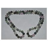 Multi Color Pearl Knotted Strand Necklace 34"