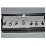 Boxed Set Interchangeable Crystal Pendant Necklace