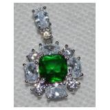 CZC CN SGJ 925 Sterling Green & Clear Stone