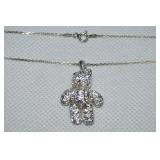 925 Sterling Articulated Teddy Bear w/CZs Pendant