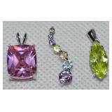 FAS 925 Sterling Thai Multi Gemstone Pendant +