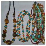 (3) Stone & Other Beaded Necklaces Lot