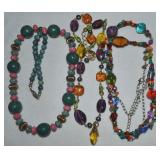 (3) Stone & Other Beaded Necklaces Lot