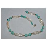 15k 585 Gold Clasp & Beads Pearl Turquoise