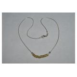 925 Sterling w/ Sliding Golden Rings Necklace