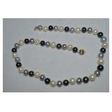 FTC 14k 585 Gold Clasp Multicolor Pearl Necklace